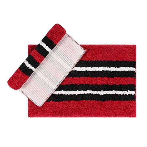 Image of Flooring India Co Floor Runner Super Soft, Anti Slip Stripe Mats (Maroon, 58x140 cm) Pack of 1