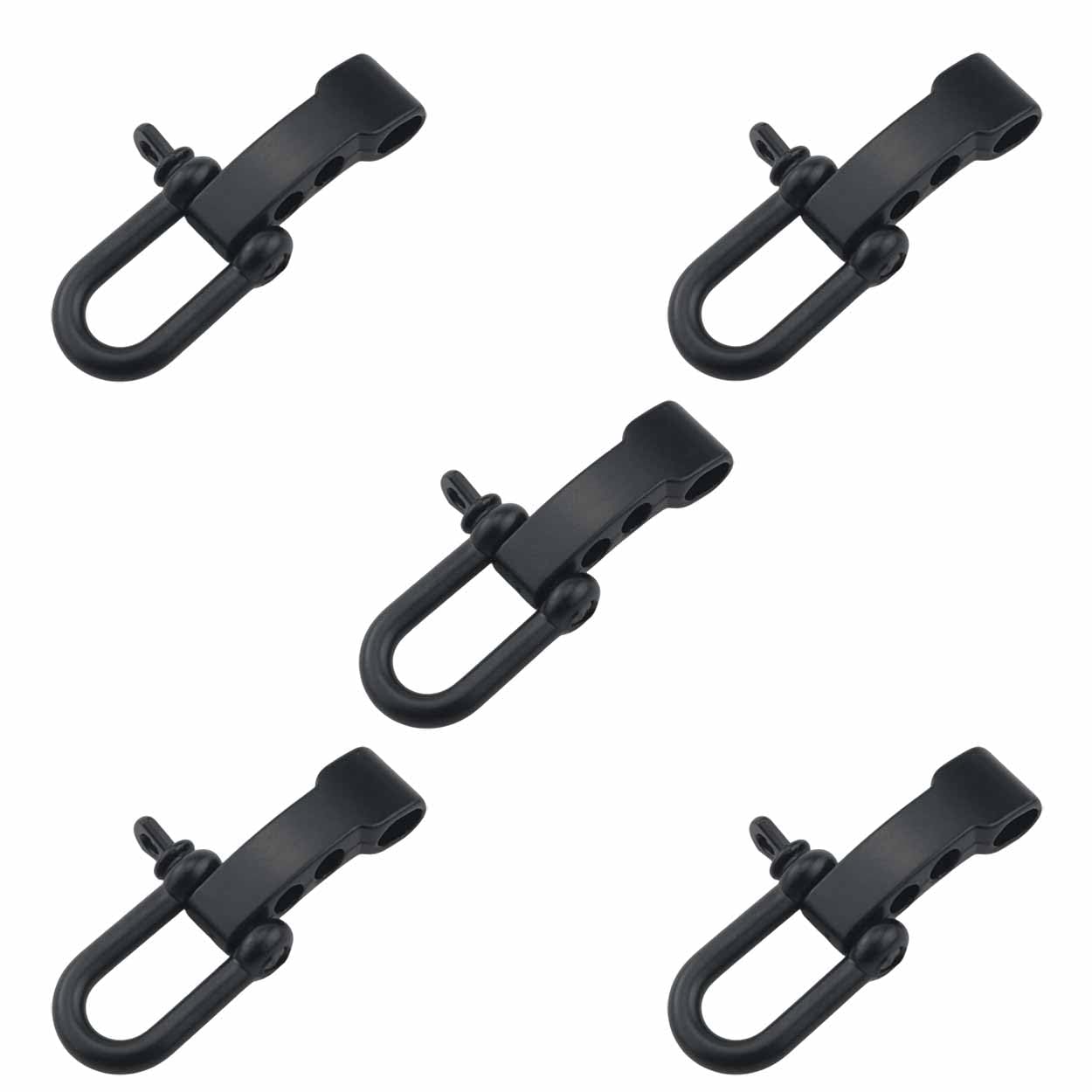 Ruiwaer 5pcs Black U-Shaped Buckle Survival Bracelet Metal Parachute Adjustable Outdoor Wrist Strap Buckles
