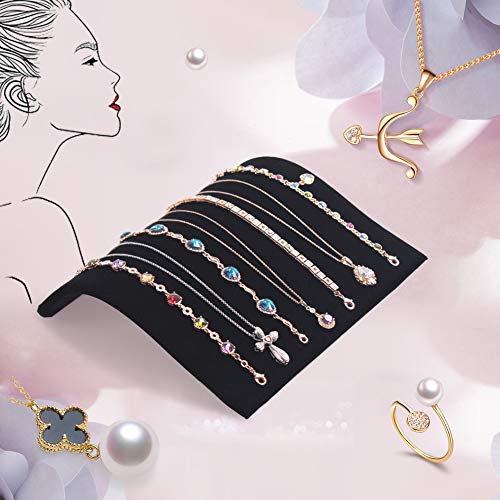 Cyrank Velvet Necklace Stand,Necklace Holder Necklace Display Stand for 12 Necklaces,7.7×7.4×1.9inch,Jewellery Display Stands for Craft Fairs,Bracelet Stand Display Velvet Jewellery Holder Organizer - Image 2