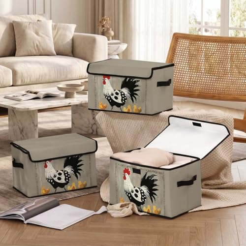 Image of Stackable Storage Bins with Lids,Closet Organizers Fabric Box for Home and Office,Blanket Clothes Organizers,Under Bed Storage Containers 3 Pack