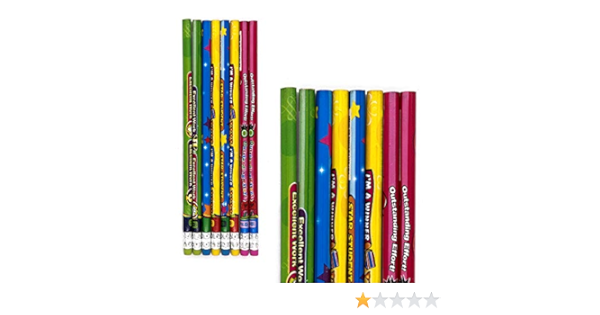 Emraw Colorful Round No 2 HB Reward, Incentives Motivation Pencils with  Eraser Top - Pack of 16 Unsharpened Sparkling Bright Kids Pencils