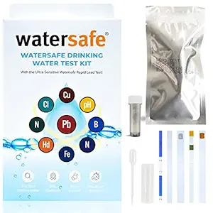 Watersafe Drinking Water Test Kit World's Most Sensitive Lead Test 10-Parameters Detected in Tap & Well Water, Easy Test Strips for Lead, Pesticides, Bacteria, Hardness and More (White)