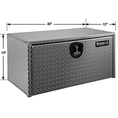 Image of Buyers Products 1705153 Diamond Tread Aluminum Underbody Truck Tool Box, 14 x 12 x 30, Made in USA, .100 in. Thick, Corrosion Resistant, Locking Compression Latch, Secure Storage for Work Trucks