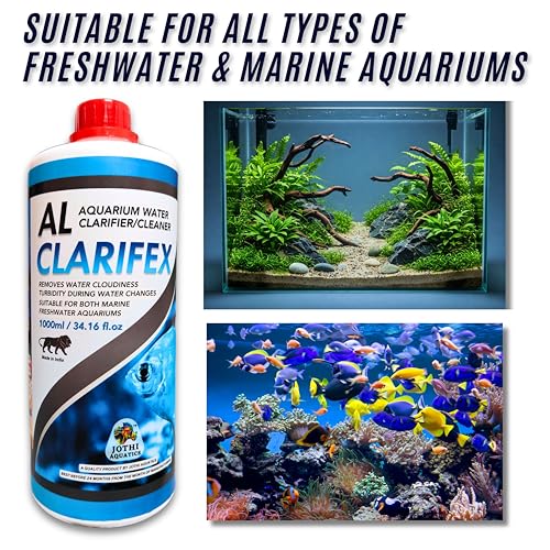 Image of Jothi Aquatics AL Clarifex Instant Aquarium Water Cleaner Clarifier Flocculant for Crystal Clear Water | Removes Cloudiness for All Freshwater & Marine Fish Tank (1000ml)
