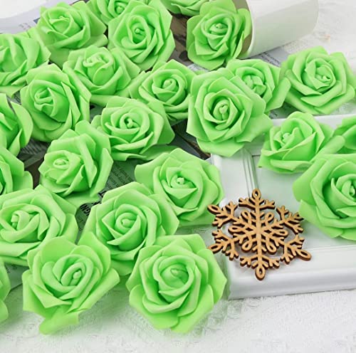 Image of VRB Dec 24 pcs Rose Artificial Flowers for Decoration,Artificial Flower,Flower for Hair Styling,Flower for Pooja, for Home Decor,Diwali. (24pcs - Green Big Foam Rose)