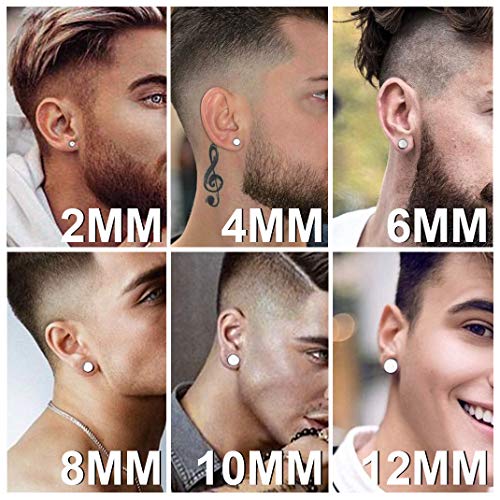 Goldchic Jewelry 6 Pairs Stainless Steel Studs For Men Women Round Stud Earrings Set Punk Style Ear Piercing Hypoallergenic (2-12Mm) #TOP1