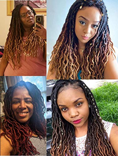 Short Gypsy Locs Crochet Faux Locs 12 Inch Brown Goddess Wavy Faux Locs Crochet Hair Natural Looking And Pre-Looped Kanekalon Synthetic Crochet Braids Dreadlocks Hair Extensions (12Inch,T1B/30) #TOP7