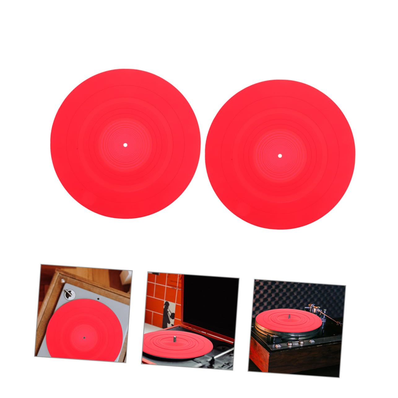 TOYANDONA Tappetini in Silicone Antistatici 2 Pezzi per Giradischi Vinile per Protezione Dischi in Vinile Rosso, Sostituzione Morbida e Sicura