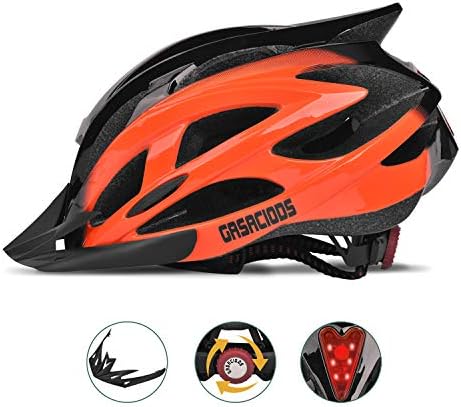 Bike Helmet, Adjustable Lightweight Bicycle Helmets Specialized Cycling Helmet for Adult Men&Women Road and Mountain Bike with Detachable Visor&Rear LED Light