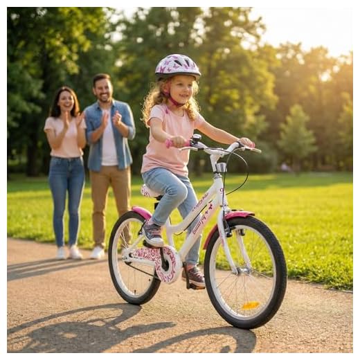 Actionbikes Kinderfahrrad Butterfly 20 Zoll - Kinder Fahrrad für Mädchen - Von 6-9 Jahren - V-Brake Bremse - Freilauf - Kettenschutz - Fahrräder - Laufrad - Kinderrad (Butterfly 20 Zoll Weiß/Pink)