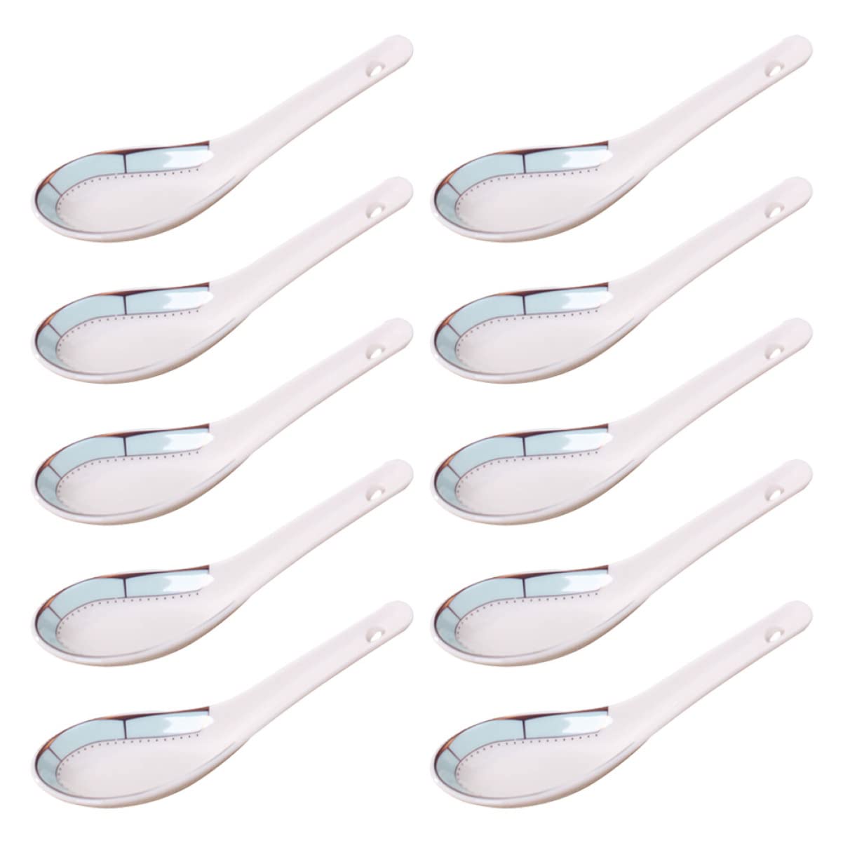 Cuillères à soupe céramique style chinois : lot de 10 pièces lavables