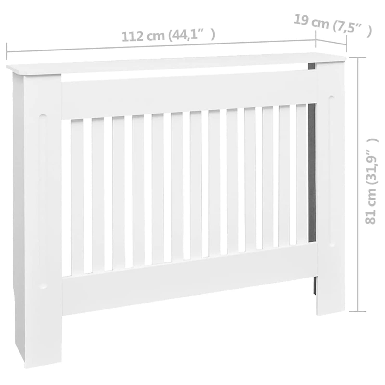 Homgoday Weiße Heizkörperverkleidung mit Lamellen-Design, MDF, Bücherregal & Dekoration, einfach zu montieren - White Laminate Heater Cover, MDF, Bookshelf & Decoration, Easy to Install Model242189