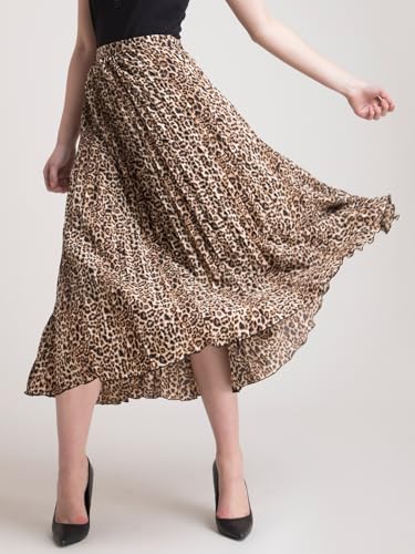 Image of FableStreet Women Skirt Casual & Festive | Elegant Flared Fit High Rise Knife Pleats All-Over Floral Print | Wrinkle-Resistant Woven Fabric for Summer & Outings