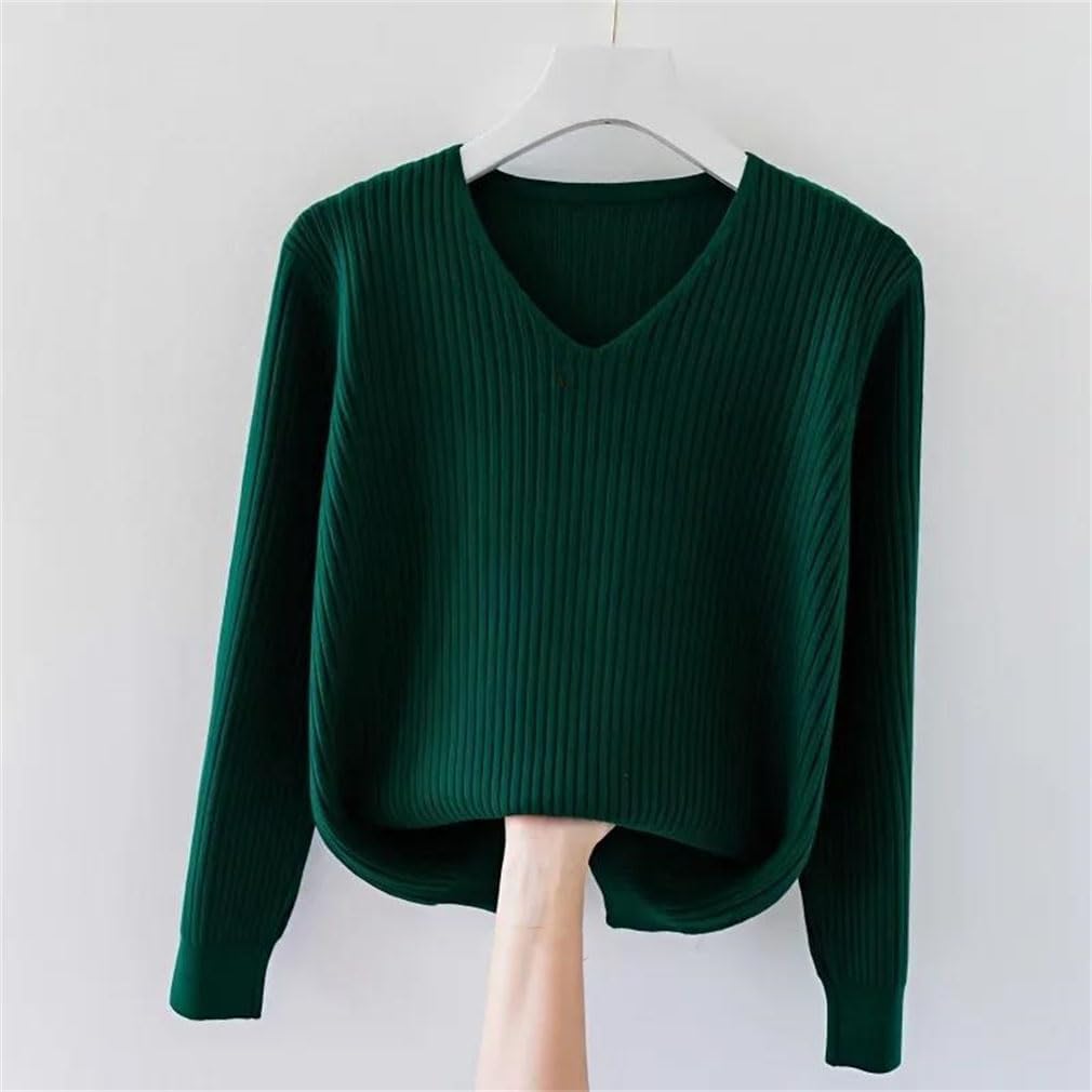Women's V-Neck Long Sleeve Sweater Fall Winter Slimming Style Casual Inner Wear Fashionable All-Match Top