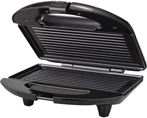 Brentwood Panini Press and Sandwich Maker Non-Stick, 9.75" x 9.75" x 3.75", Black
