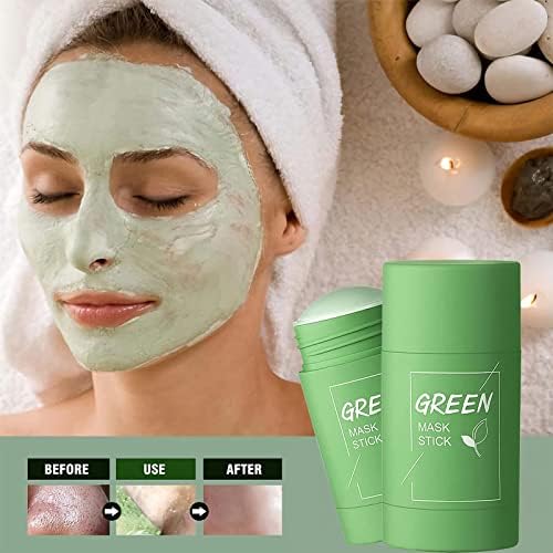 2Pcs Green Tea Cleansing Mask Stick,Green Mask Stick,Poreless Deep Cleanse Mask Stick for Blackhead Remover and Skin Care