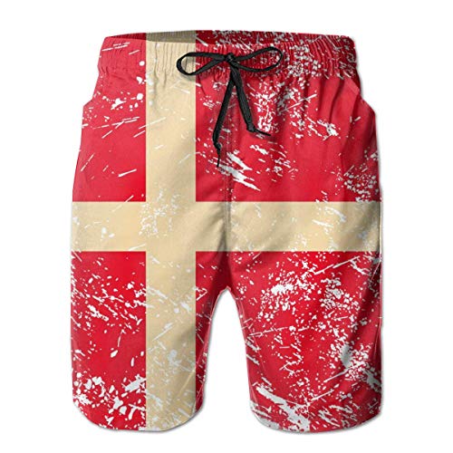 ASE Traje de baño de Dinamarca Retro Flag Hombres Cool Quick Swim...