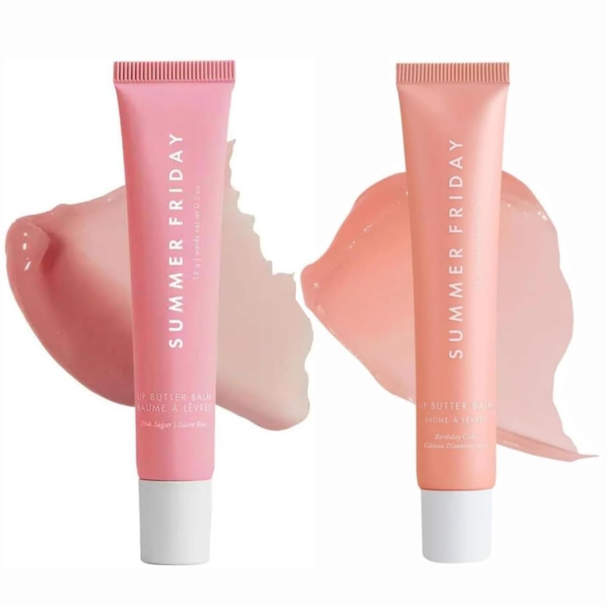 Summer Lip Balm Gloss Lip Oil Tinted Lip Balm Lip Mask Butter Conditioning Instant Brightened Moisture Dry Lips Hydration Sheer Tinted Soothing Pink Lip Care Shine Vanilla (2PC-A&D)