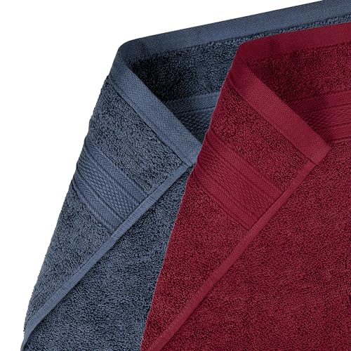 Image of MYTRIDENT Soft Comfort Air Rich Towel 100% Cotton Hand Towel for Daily use, 500 GSM Highly Absorbent Towels for Men /Women, 4Pc Hand Towel Set (41 cm X 66 cm), Wine Red and Navy