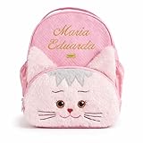Mochila infantil Personalizada Luckbaby Organização Estilo Tamanho G Passeio e Creche (Gatinha Rosa)