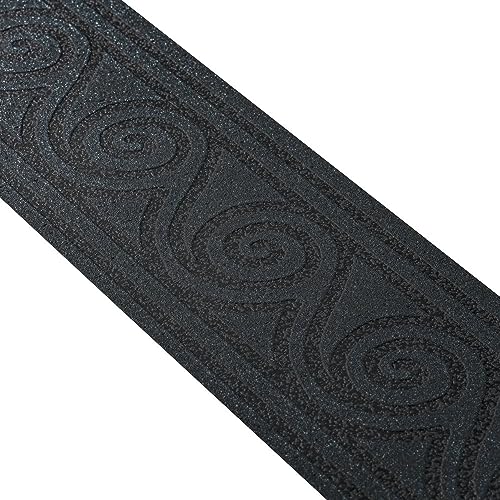 A.S. Création Moderne Wellen Bordüre Schwarz Glitzer Selbstklebend 384041 5,00 m x 0,08 m Made in Germany