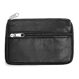 Bagwise® Sleuteltasje – mini Portemonnee -Sleutelring – Pasjeshouder – Sleutelhoes – 11cm x 8cm – Echt Leer – Zwart