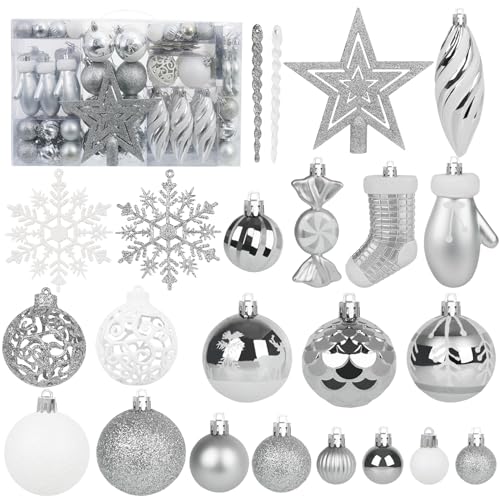 Miaikoe 135 Pcs Weihnachtskugel Ornamente Set, bruchsichere Kunststoff...