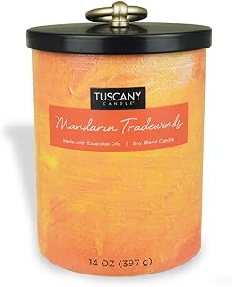 Tuscany Candle Mandarin Tradewinds: Mandarin & Sandalwood Scented Home Décor Candle, 14 oz