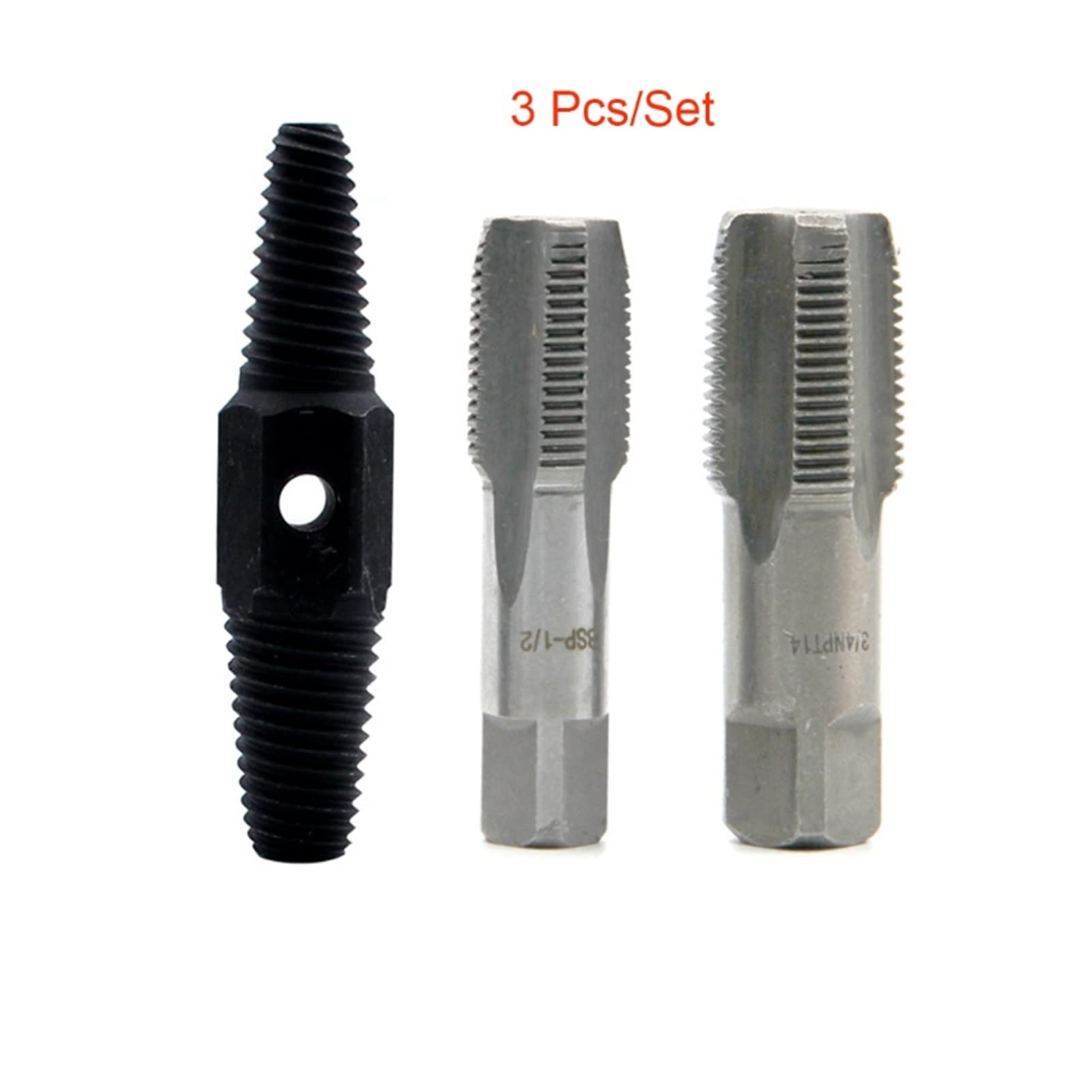 KLKVTGWGZK 3pcs 1/2 Inch 3/4 Inch Wire Screw Extractor Broken Water Pipe Thread Repair Tap Set High Carbon Steel Remover Tools Tools