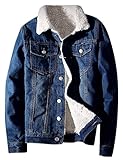 Springrain Men's Sherpa Fleece Lined Denim Jacket Warm Winter Trucker Jacket Cowboy Jean Jacket(DarkBlue-M)