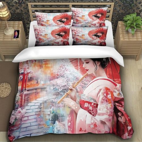 Art japonais housse de couette imprimé en 3D ukiyo-e lit double 200x200 - 5
