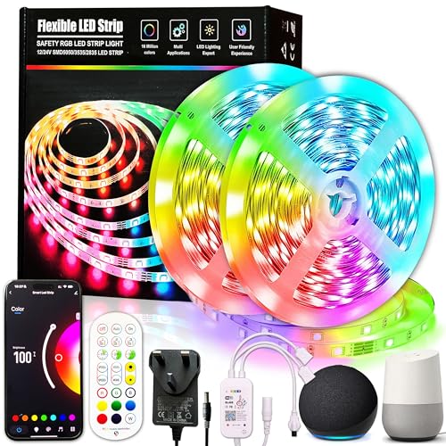 20M/66ft WiFi LED Strip Light RGB Lights Works with Alexa & Google Home Smart App, Music Sync for Room Decor Home Decor Lights for Bedroom LED Night Light Kitchen Lights Christmas Lights (2x10M)
