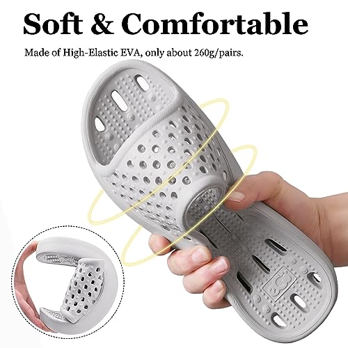 Image of Aoowoll Mens Shower Shoes With Holes Dry Quickly Bath Slippers Womens Non Slip Indoor Home Bedroom Pool Spa Guest College Dorm