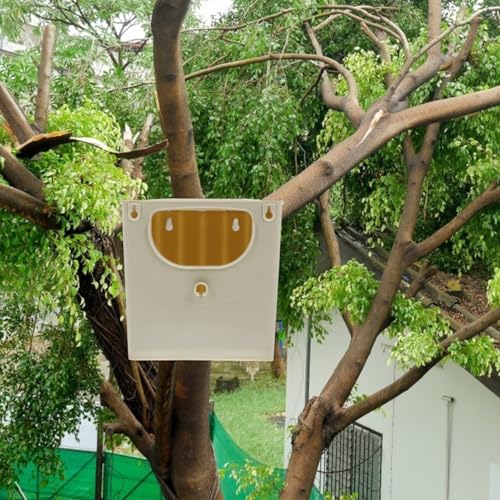 Image of Mikikit Bird Breeding Box Plastic Nest with Hinged Lid for Cockatiels Parakeets and Lovebirds Cage Mounted Breeding Resting Box 5.11X5.11X3.93 Inches