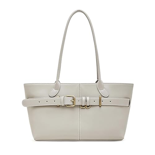 Genuine Leather Tote Bag for Women - Structured Top-Zip Shoulder