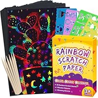 FUNNYB&G Rainbow Scratch Paper Art for Kids - 60 Pcs Magic Rainbow Scratch Paper Off Set Scratch Easter Crafts Arts Supplies Kits Pads Sheets for Party Games Halloween Christmas Birthday Gifts