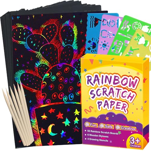 FUNNYB&G Rainbow Scratch Paper Art for Kids - 60 Pcs