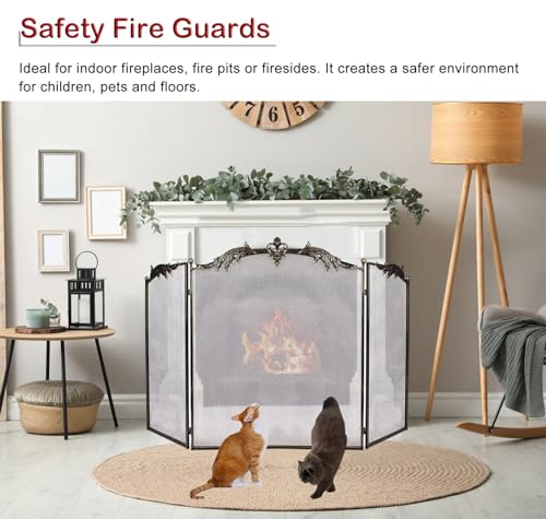 Protector de Chimenea de Cobre Negro Antiguo con Cubierta de Seguridad 5