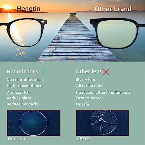 Image of Henotin 6 Pack Reading Glasses for Women Men Blue Light Blocking Stylish Computer Readers with Leather Case