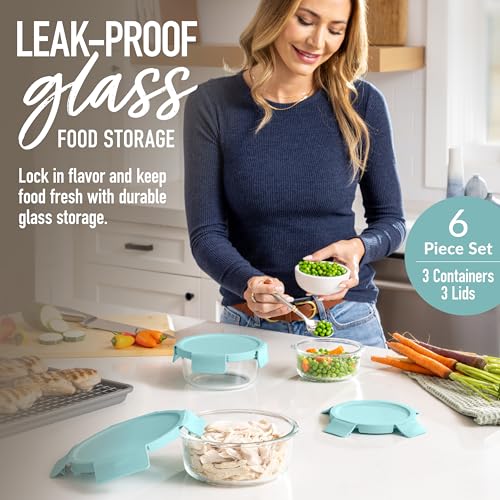 Image of Bentgo Glass Leak-Proof Food Storage Set, 6 Piece, Airtight Lids, BPA-Free
