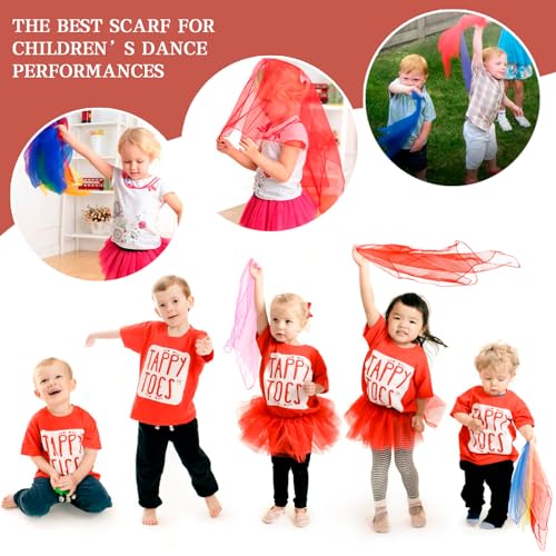14 PCS Chiffon Scarf Juggling Dance Scarves Belly Dance Hip Scarf Square Dance Scarves 24 Inches in 14 Colors3