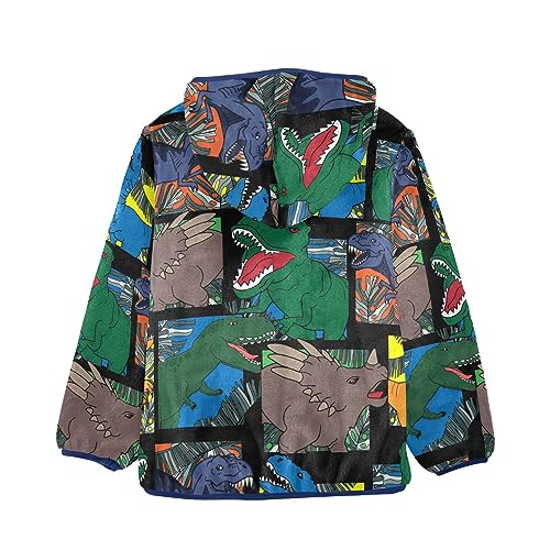 Cartoon Dinosaur Boys Fleece Hoody Jacket Zip Up Coat Warm Fall Winter Plush Jacket Long Sleeve Outerwear2