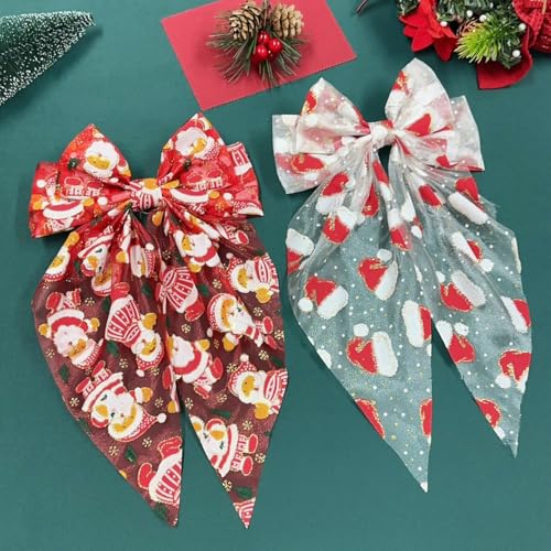 2Pcs Clips para el Cabello de Navidad para Mujeres, Lazos Grandes Roja y Blanca con Diseño de Sombrero de Santa Claus, Pinzas Antideslizantes para Fiesta de Navidad miniatura 7