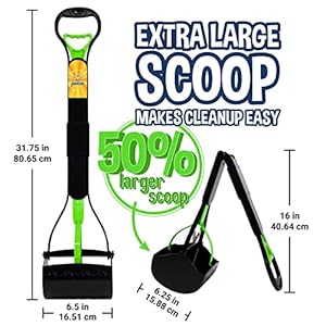 Bodhi Dog Extra Large Foldable Pooper Scooper | 32” Long Handle Portable Pooper Scooper | for Small and Large Dogs | Made with Premium Durable Materials – Green