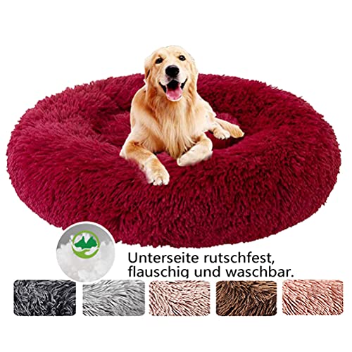 Haoye Cuccia Pelosa per Cani Taglia Grande Lavabile, Cuccia per Gatti Letto per Cani Gatto Rotondo Grande Letto Peluche Ultra-Morbido da Interno Animale Domestico per Gatto o Cane - Ø 120cm