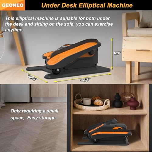 Image of Under Desk Elliptical Machine, Electric Elliptical Exerciser for Senior, Quiet & Small Electric Seated Pedal Exerciser for Home with Monitor, Remote Control & 12 Adjustable Speeds