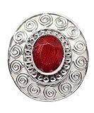 Pierre Forme Ovale 925 Argent Sterling Rubis Pierres Précieuses Taille Bague 5 USA Bague Bijoux Crystalcraftindia