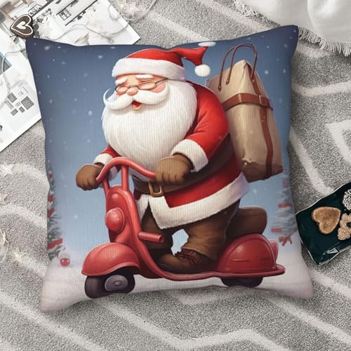 Housses de coussin velours côtelé Père Noël de qualité supérieure pour sofa - 7