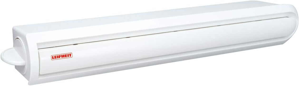 Leifheit Rollquick 210 Longline Wall-Mounted Towel Rack, Foldaway Clothes Airer for Indoor & Outdoor, Clothes Drying Rack for Indoor or Outdoor, 21 m Drying Space, White, 48 cm