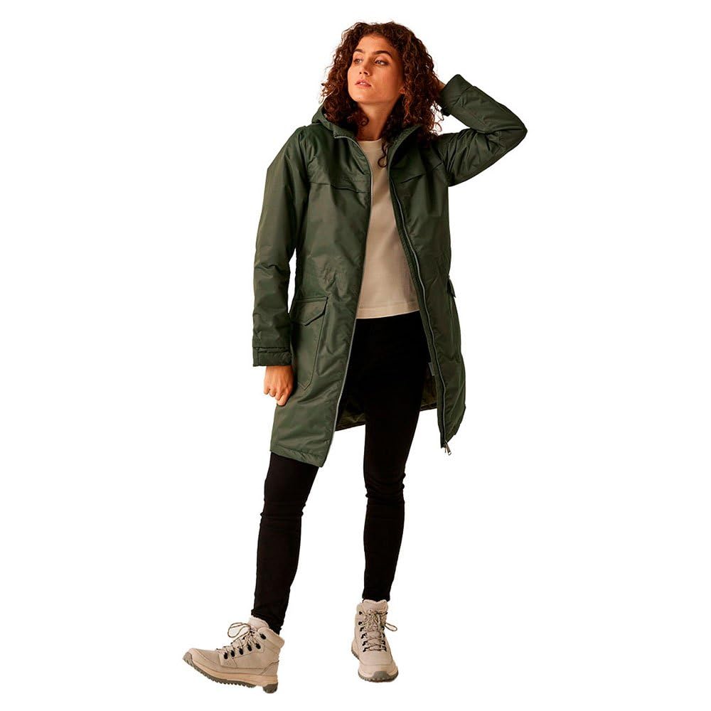 Regatta Damska kurtka wodoodporna Romine II - ciemny khaki/czarny - 14